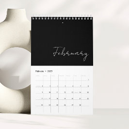 Calendário Personalização da Tipografia de Script Mínimo Bran