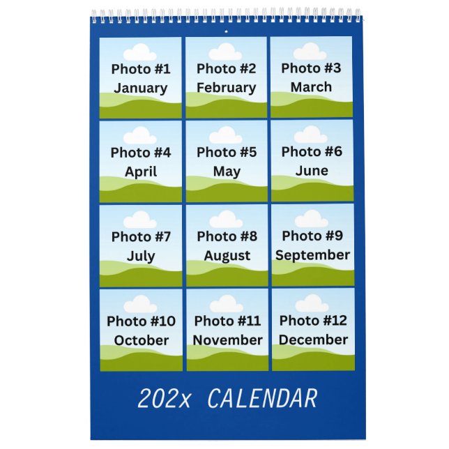 Calendário Personalização minimalista da colagem de fotos mod (Capa)