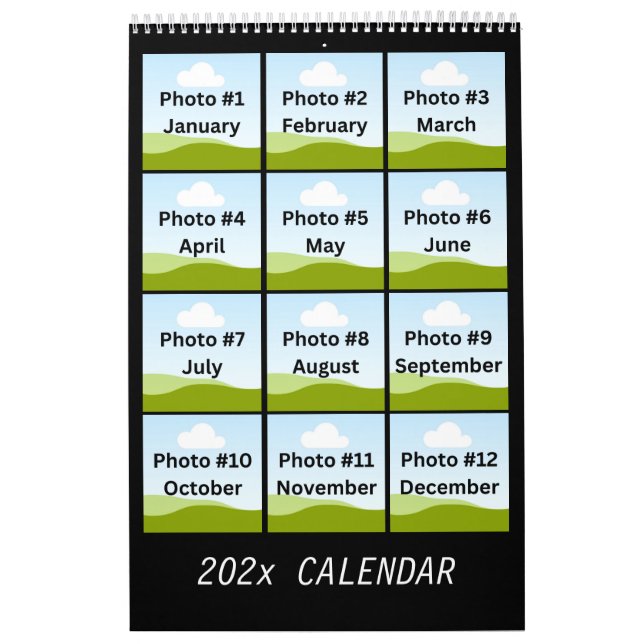 Calendário Personalização minimalista da colagem de fotos mod (Capa)