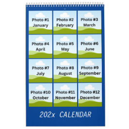 Calendário Personalização minimalista de colagem de fotos mod