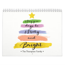 Calendário Personalizada, Árvore de Natal de Aquarela, Foto