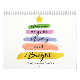 Calendário Personalizada, Árvore de Natal de Aquarela, Foto