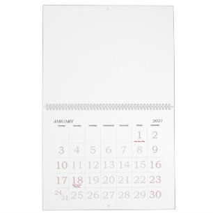 Calendário Personalizado 28 cm C x 36 cm L Números Grandes