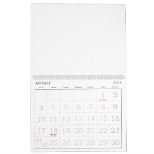 Calendário Personalizado 28 cm C x 36 cm L Números Grandes Co