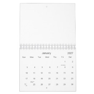 Calendário Personalizado 5.5" L x 7" W Apenas Números