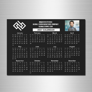 Calendário Personalizado da Empresa 2027 Preto Ímã