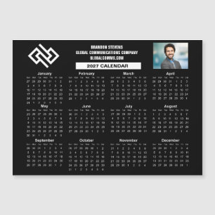 Calendário Personalizado da Empresa 2027 Preto Ímã