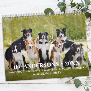 Calendário Personalizado da Família Dog Lovers 2026 Foto Pers