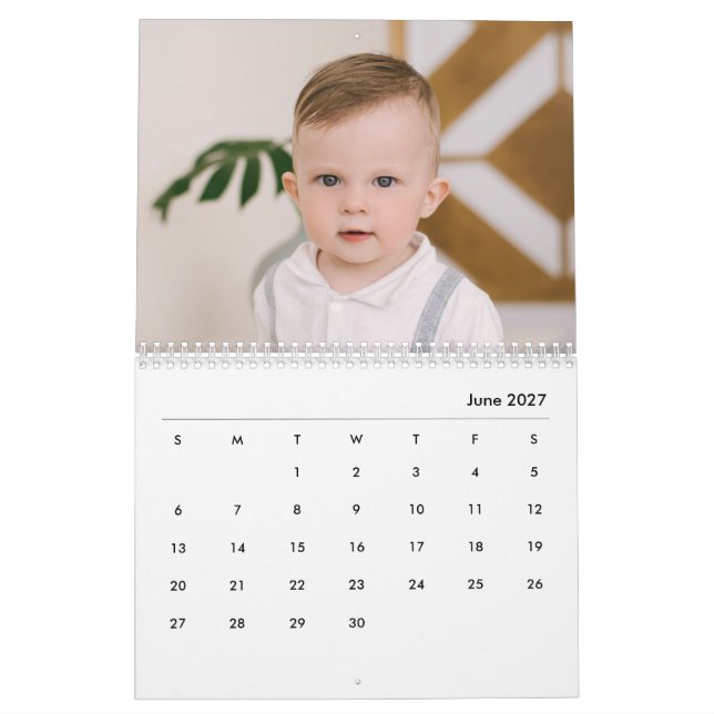 Calendário Personalizado de 14 Fotos do Bebê Menin (Jun 2027)