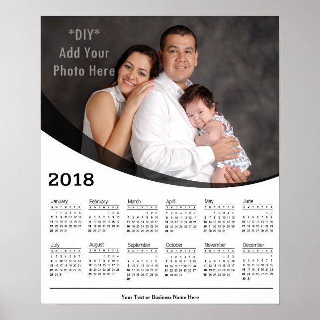 Calendário Personalizado de 2018 com Foto Poster (Frente)