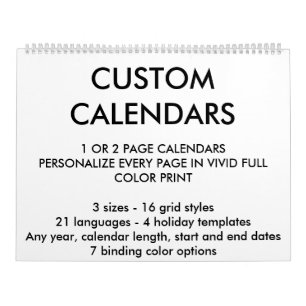 Calendário Personalizado de Duas Páginas 11" x 1