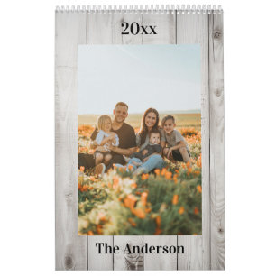 Calendário Personalizado de Família Foto Branco Ma