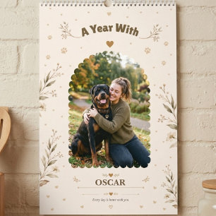 Calendário Personalizado de Fotos de Cachorro Botâ