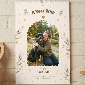 Calendário Personalizado de Fotos de Cachorro Botâ