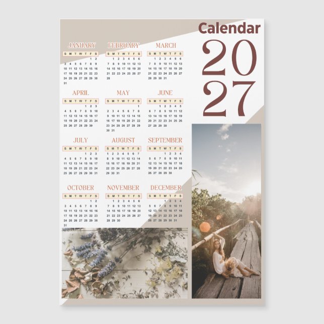 Calendário personalizado de parede com foto 2027 (Frente)
