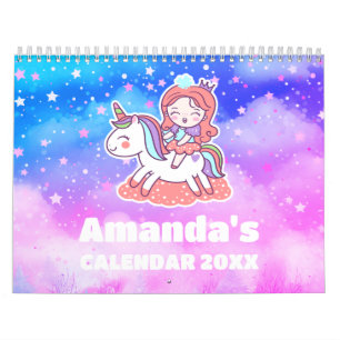 Calendário Personalizado Infantil Sonhos de Unicór