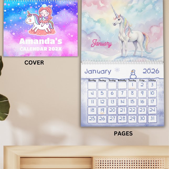 Calendário Personalizado Infantil Sonhos de Unicór (Criador carregado)