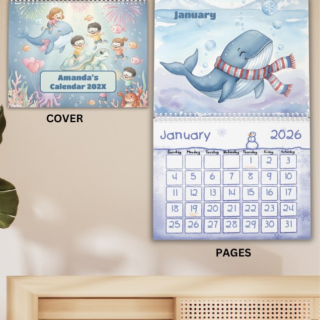 Calendário Personalizado Infantil Vida Marinha 202 (Criador carregado)