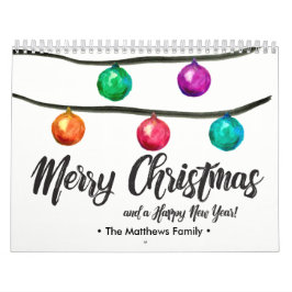 Calendário Personalizado, Natal, Aquarela, Foto Personalizada