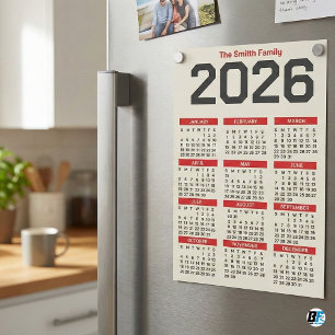 Calendário Personalizado Nome da Família Preto Ver