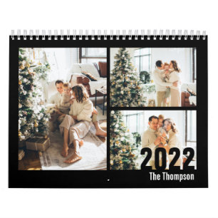 Calendário Personalizar Preto Moderno Cria sua própria Foto