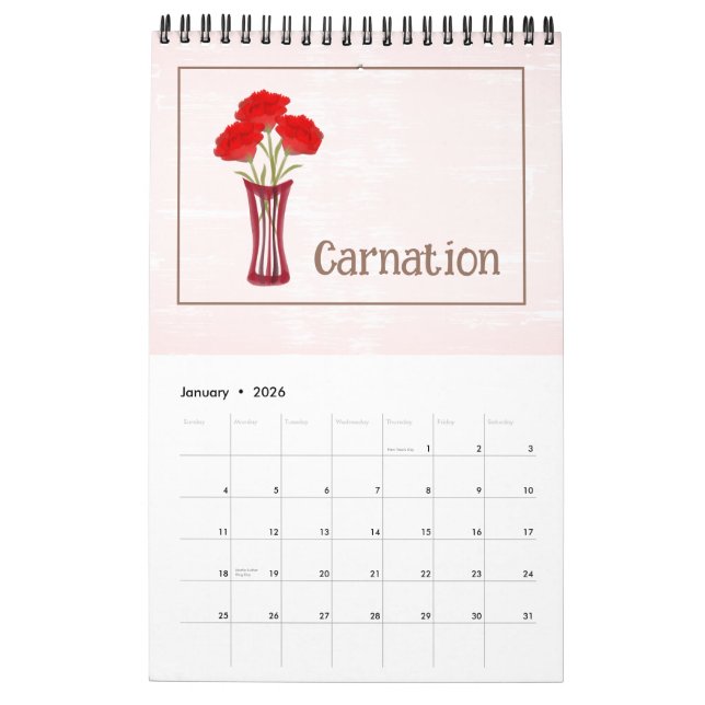 Calendário Personalized Floral Illustrations Calendar (Jan 2026)