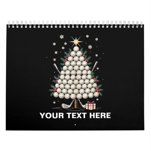 Calendário Personalized Golf Christmas Tree Equipment Family (Capa)