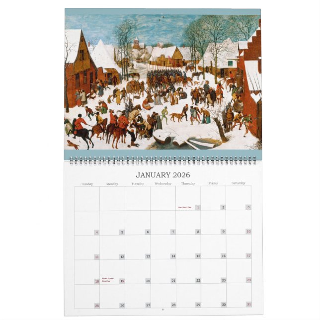 Calendário Pieter Bruegel o 2016 enorme mais velho (Jan 2026)
