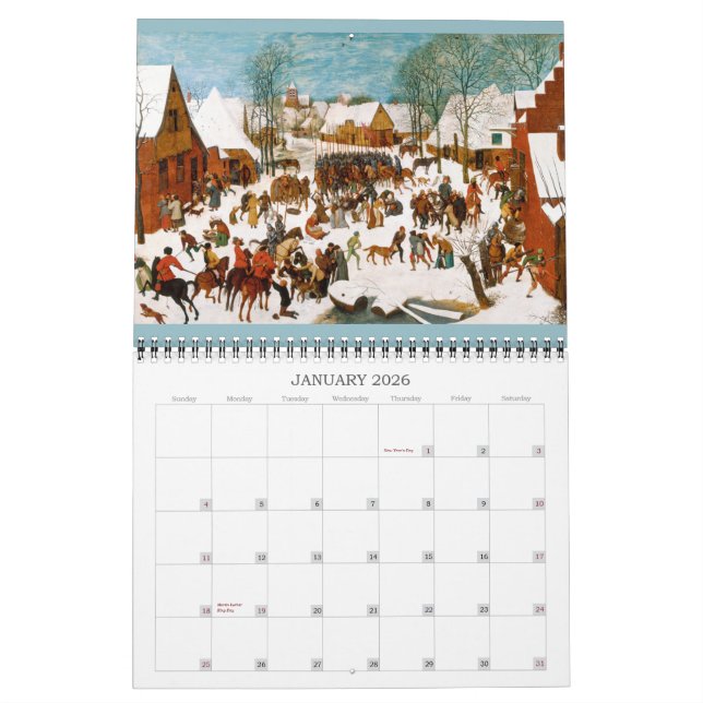 Calendário Pieter Bruegel o 2016 mais velho (Jan 2026)