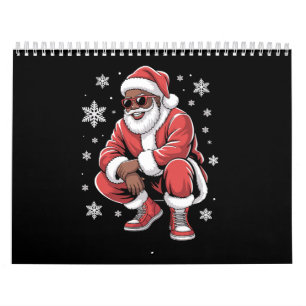 Calendário Pijama de Natal Afro-Americano Xmas Papai Noel Afr