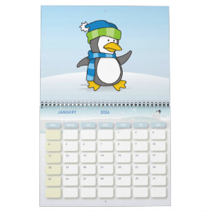 Calendário Pinguim andando na neve