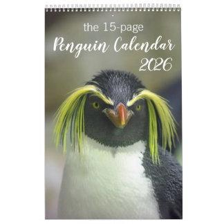 Calendário Pinguim de 15 Meses com Descrições 2025