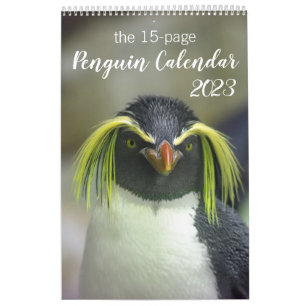 Calendário Pinguim de 15 Meses com Descrições 2025