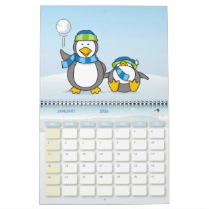 Calendário Pinguins de neve
