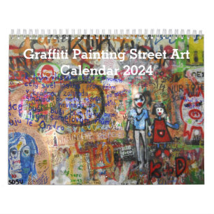 Calendário Pintura Colorida de Grafite Arte de Rua 2024