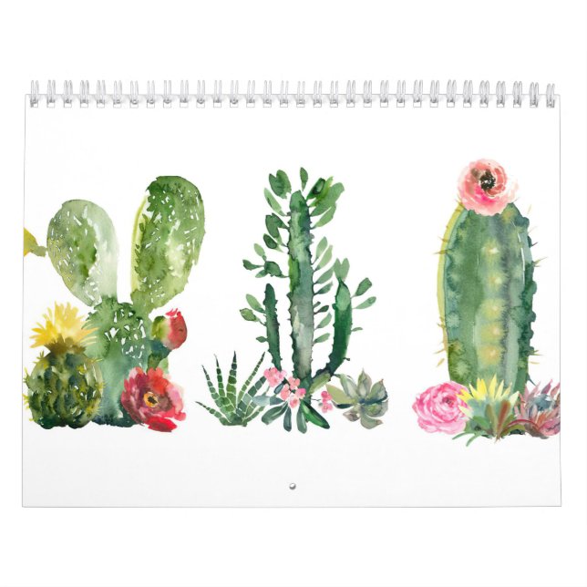 Calendário Pintura de Cactus Aquarela (Capa)