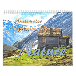 Calendário Pinturas aquarelas Impressões da Natureza 2027