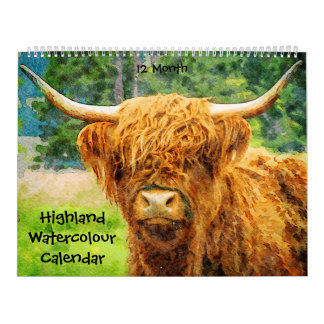 Calendário Pinturas Por Aquarela De 12 Meses