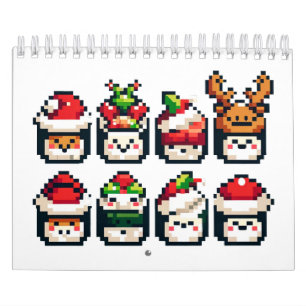 Calendário Pixel Holiday Sushi - Arte Festiva De 8 Bits