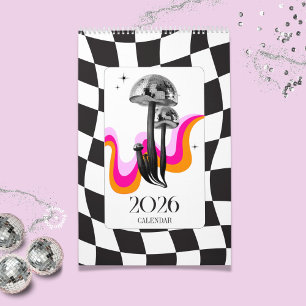 Calendário Planejador de Escritório Disco Mushroom 2026 Y2K