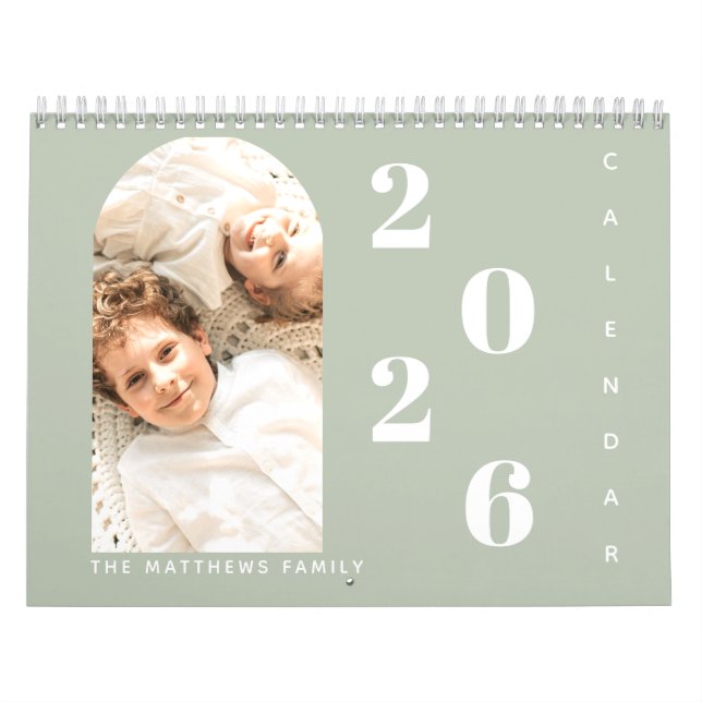 Calendário Planejador de Foto Personalizada da Família Simple (Capa)