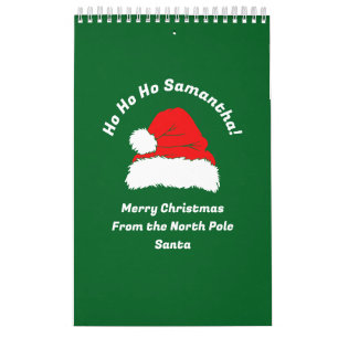 Calendário Planejador Verde Vermelho Branco Papai Noel Feliz 