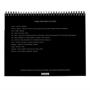 Calendário Planetas Astronômicos do Sistema Solar 2025 Univer