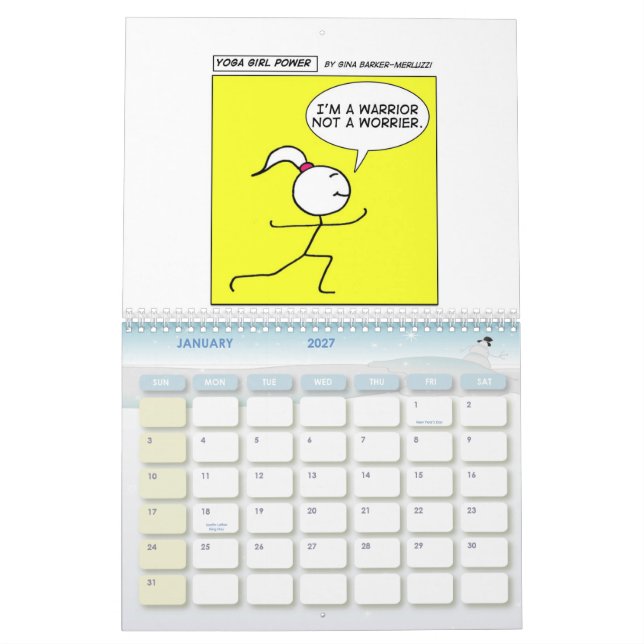 Calendário Poder da menina da ioga "todo o ano " (Jan 2027)