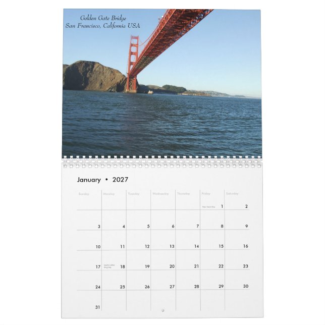 Calendário Pontes famosas 2015 (Jan 2027)