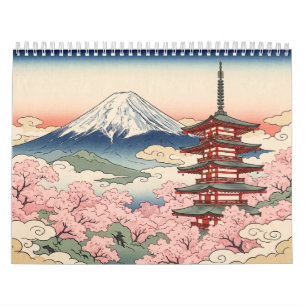 Calendário Pontos Turísticos do Japão Ukiyo-e 2027 na Parede