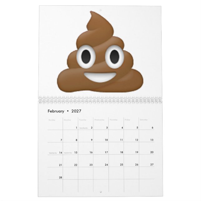 Calendário Poop - Emoji (Fev 2027)