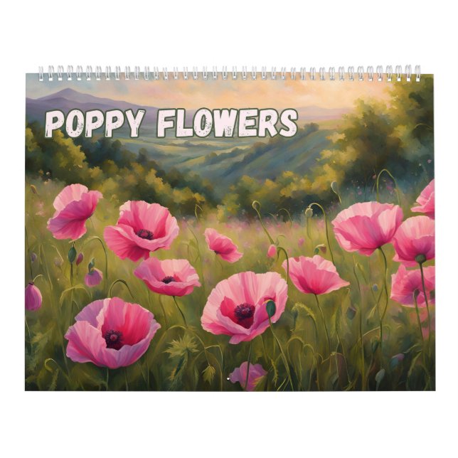 Calendário Poppy Flowers Art, Lindos Prados Natureza (Capa)