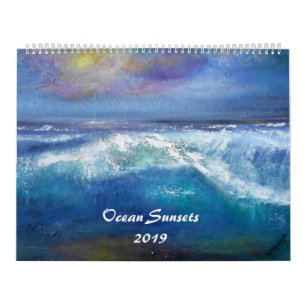 Calendário Pôr do sol 2019 do oceano