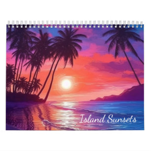 Calendário Pôr do Sol na Ilha 2026 Arte do Paraíso Tropical